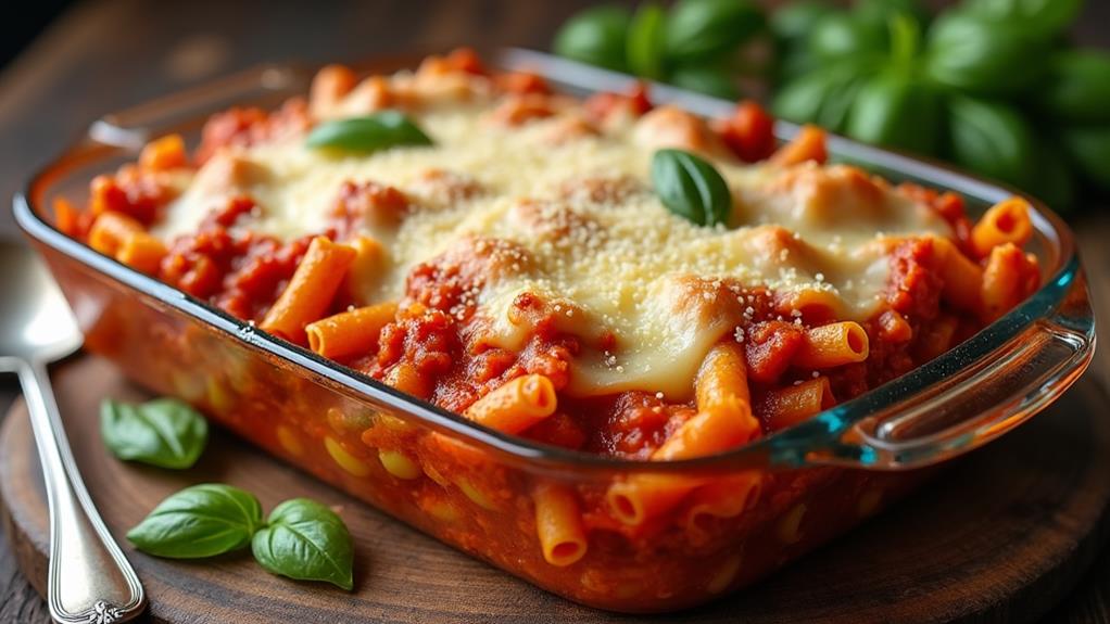 cheesy pasta casserole dish