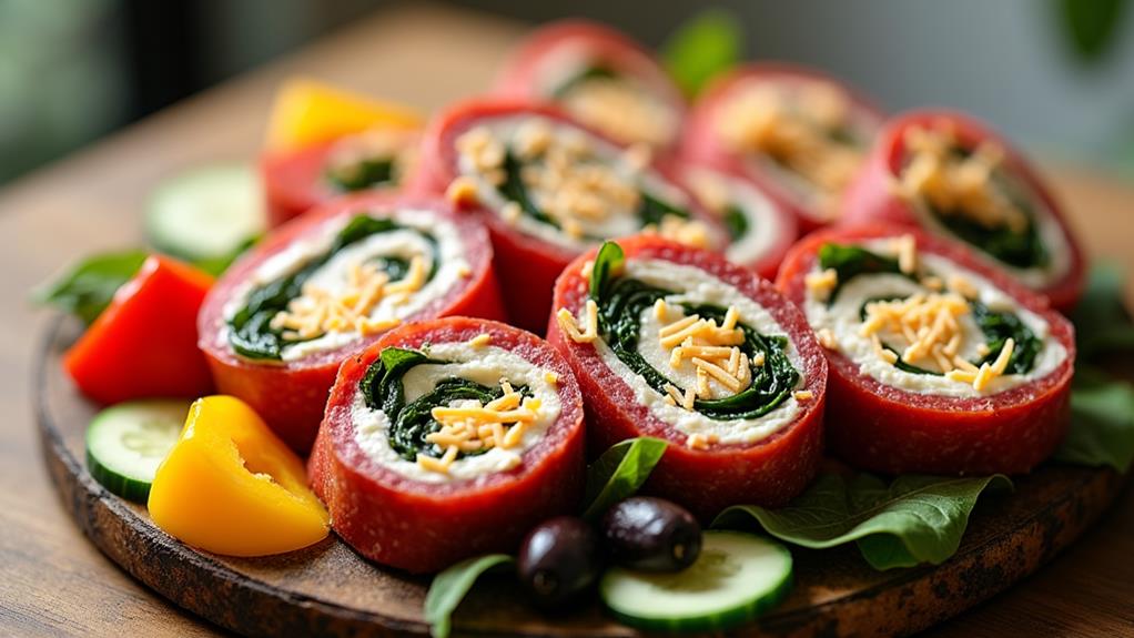 colorful rolled sandwich snacks