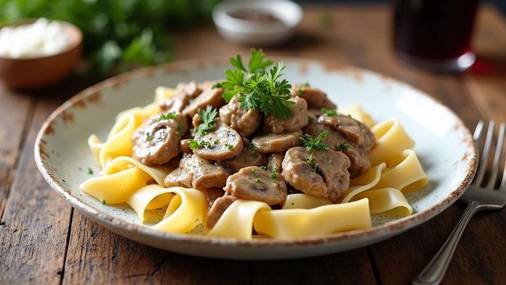 creamy beef pasta dish