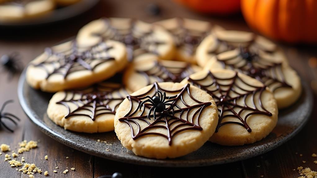 decorative spider web cookies