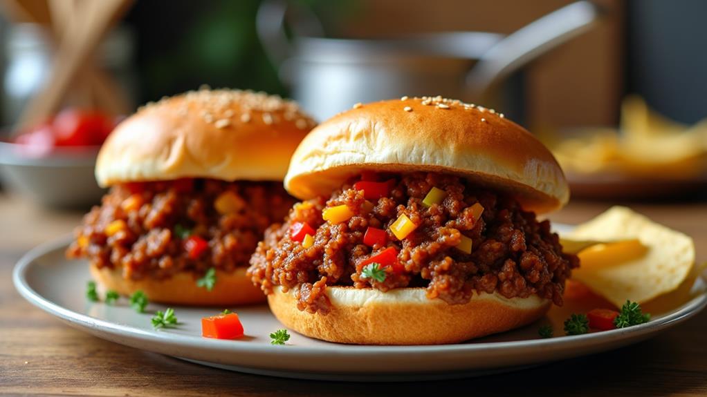 messy ground beef sandwiches