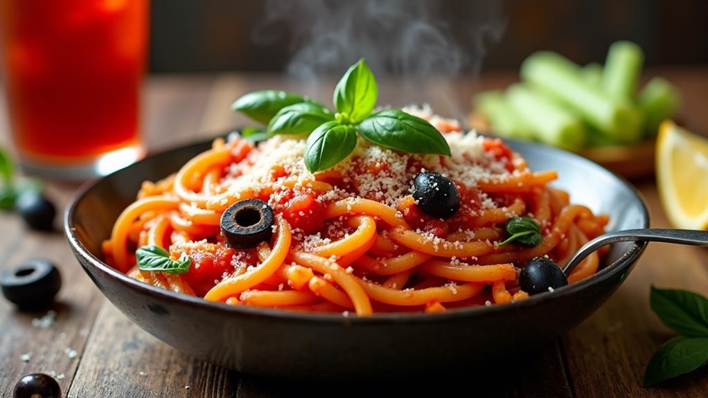 spicy tomato based pasta dish