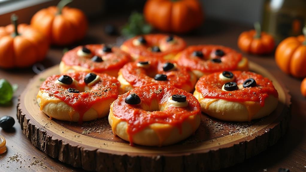 spooky bagels with toppings