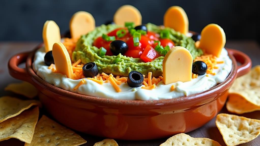spooky themed layered dip